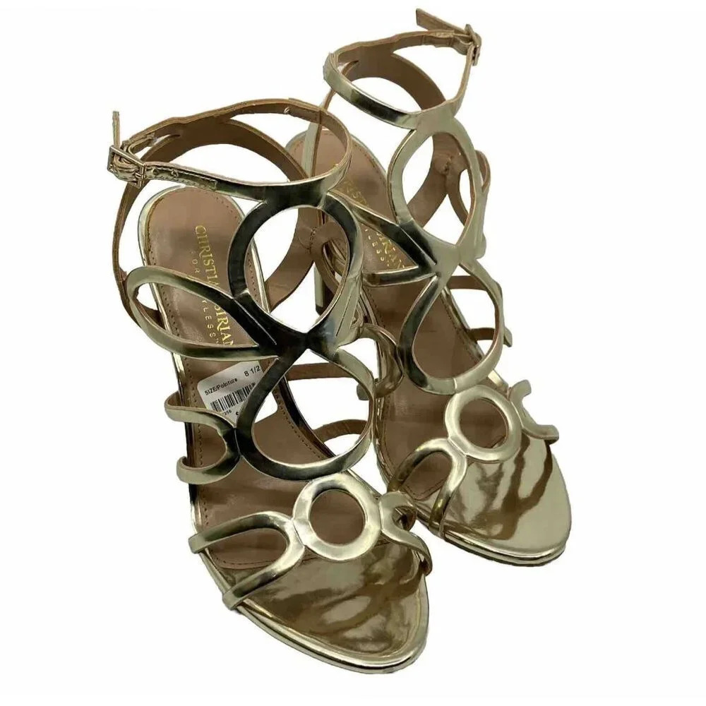 New Christian Siriano Metallic Strappy  Heels Womans 8.5‎ 8 1/2